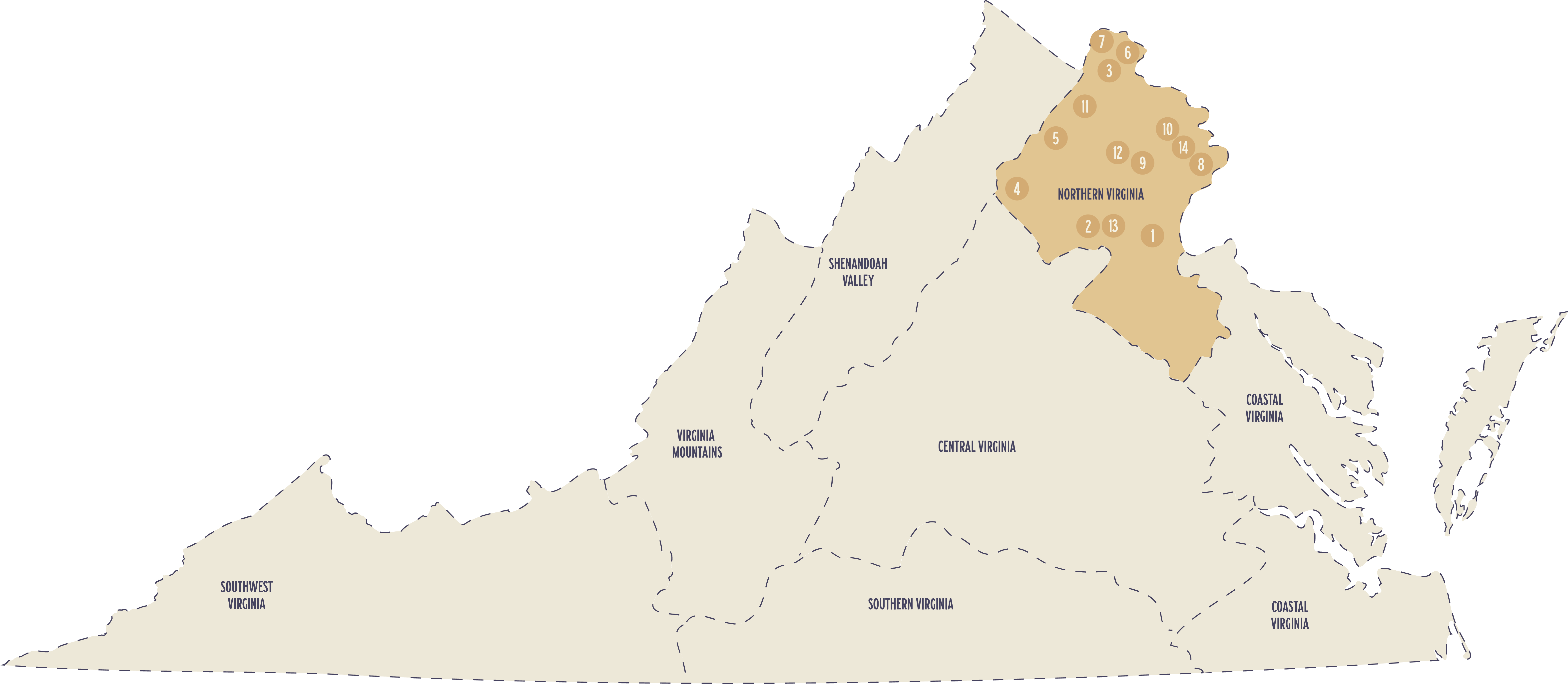 Northern Virginia – Virginia distilleries map – OUT OF DATE copy